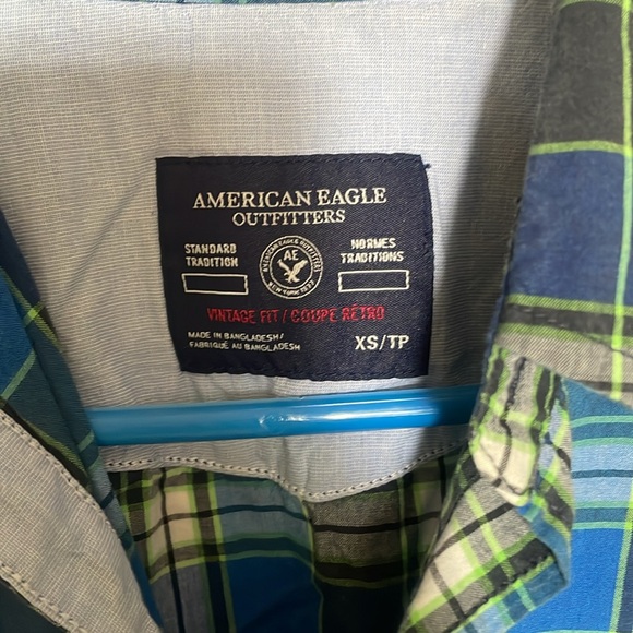 American Eagle Blue Plaid Shirt - Picture 3 of 4
